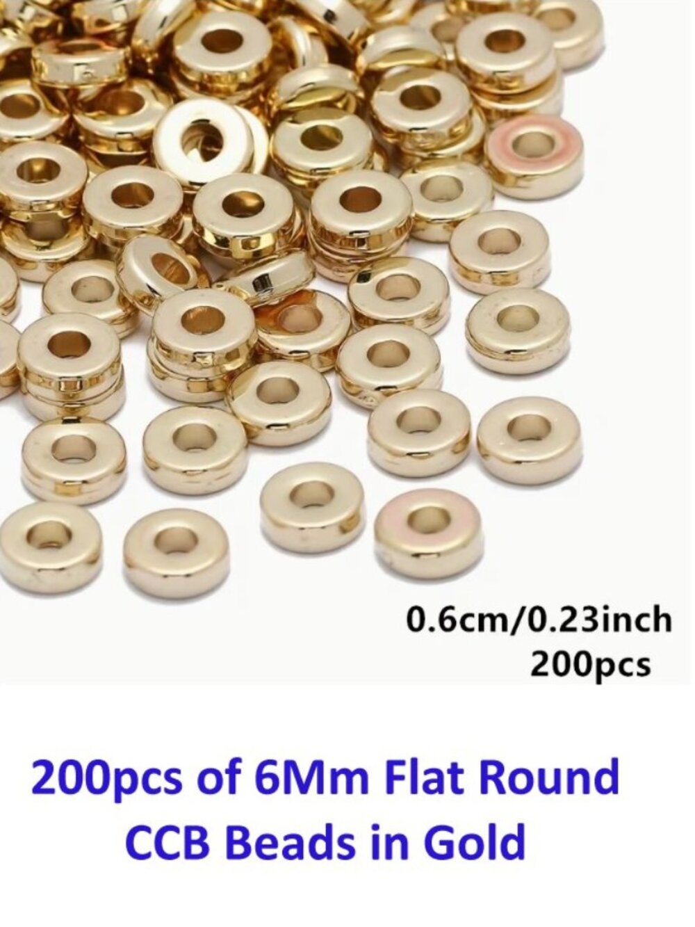 200pcs of 6Mm Flat Round CCB Beads in Gold Color